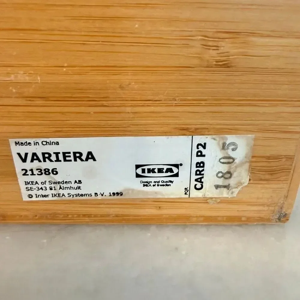 IKEA Variera Bamboo Wood Carrier Caddy Box With Handle 21386 Tan OS